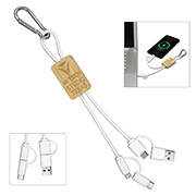 "LISBON" 5-in-1 Bamboo Cell Phone Charging Cable w/Carabiner